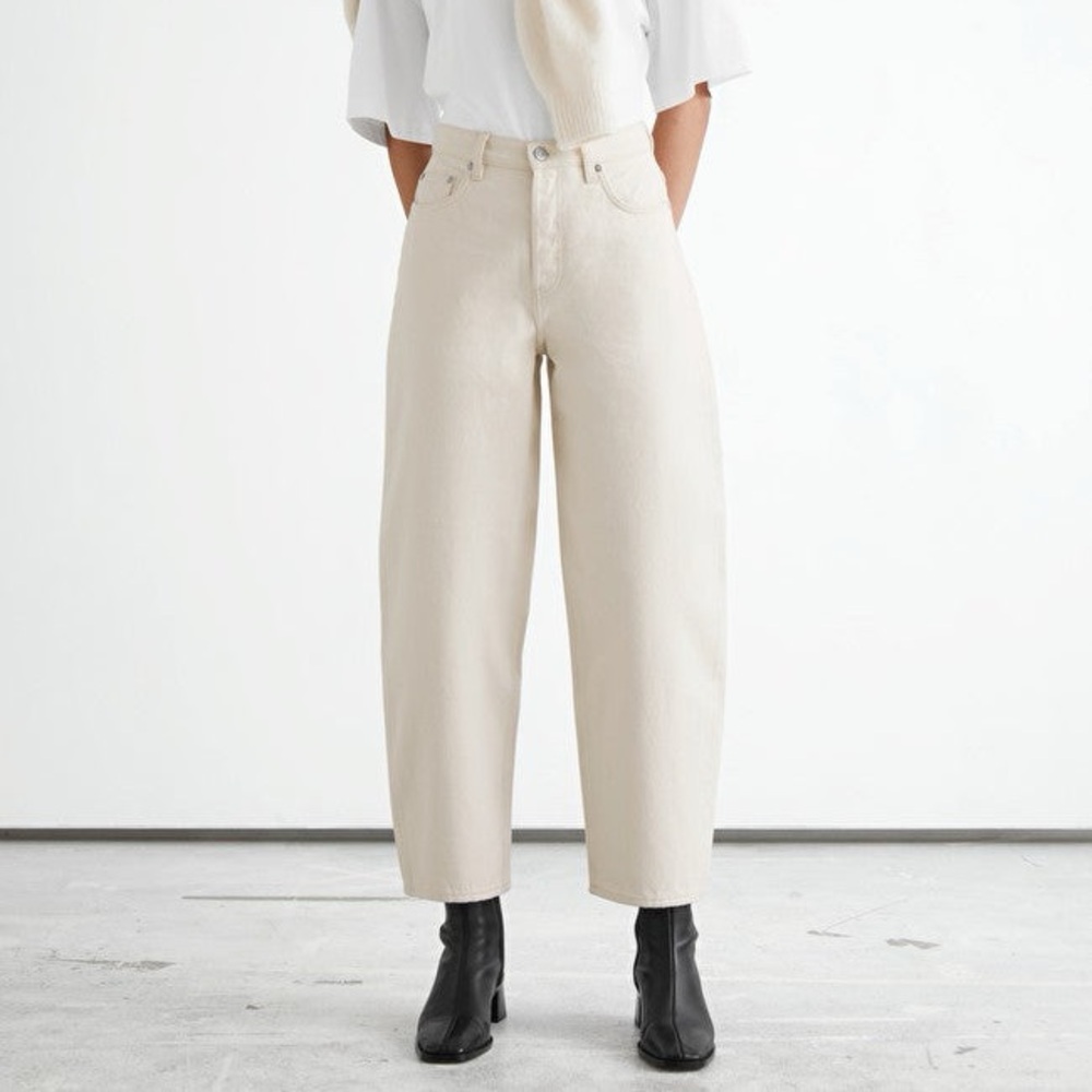 & Other Stories Major Cut Crop Cream Denim